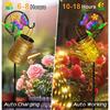 Solar Watering Can Lights Outdoor Garden Decor, Large Butterfly Hanging Lantern with Shepherd Hook, Waterproof Garden Lights for Outdoor Landscape