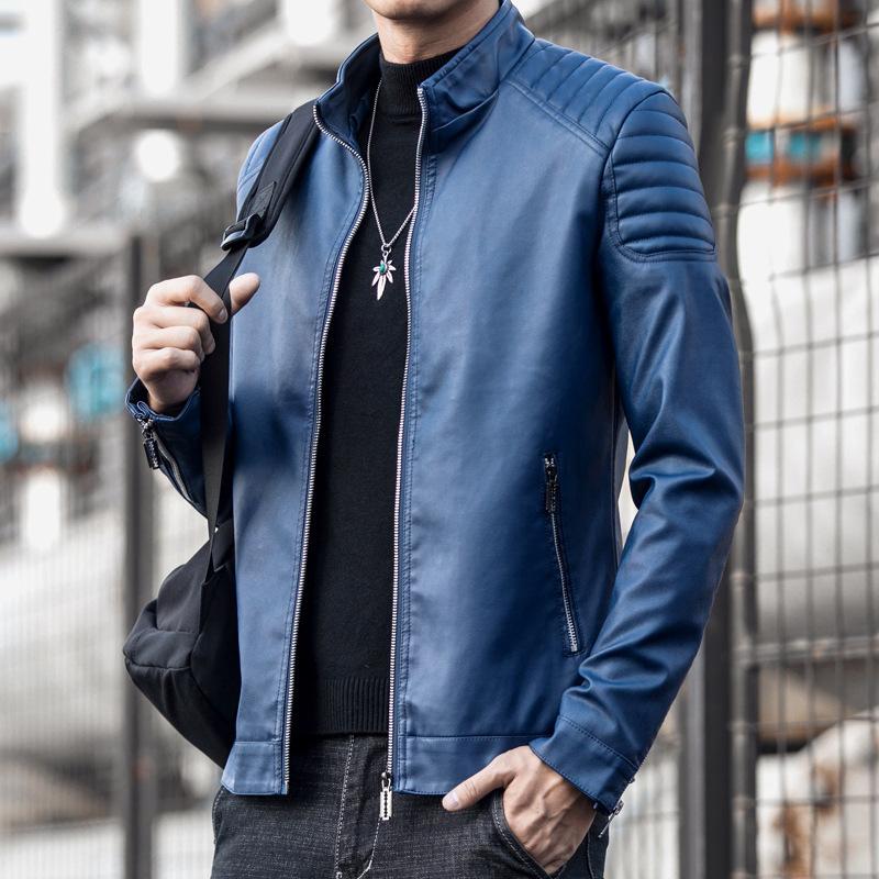 Осенняя мужская кожаная куртка Новая модная кожаная куртка Мужская одежда Locomotive Красивые модели весны и осени