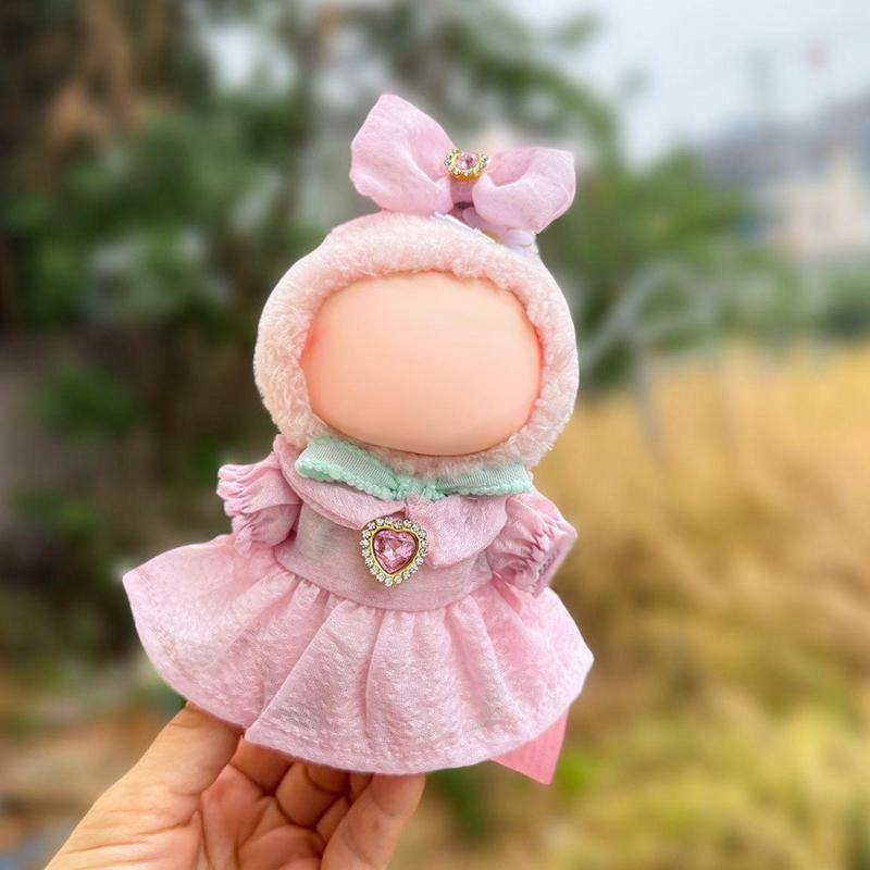 Handmade Fabric Princess Style Lantern Sleeve Solid Color Rhinestone Doll Costume Lolita Doll Dress Fashion Style 4 Styles
