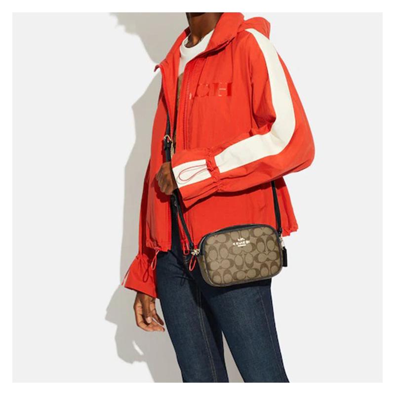 COACH crossbody bag Jamie 19 Zipper closure Internal multi-function pocket Dual card slots Signature coated canvas and smooth leather Small Women's