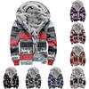 Men's Personalized Casual Printing Long Sleeve Zipper Sweater Thick Cotton Suit Winter