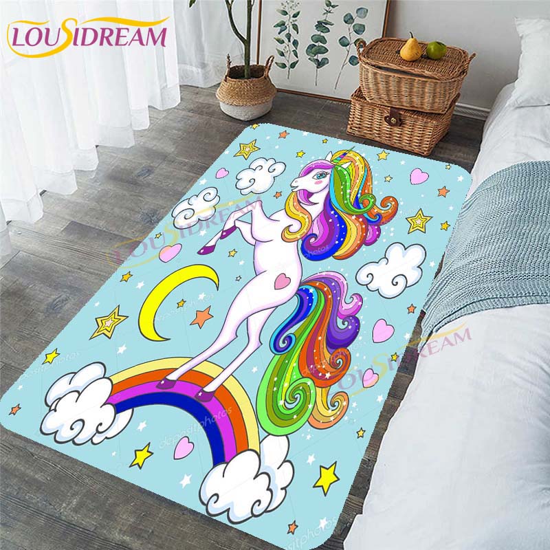 Розовые коврики с единорогом, напольные коврики, ковер с 3D принтом единорога, коврики для гостиной, детский игровой коврик, милые ковры для спальни