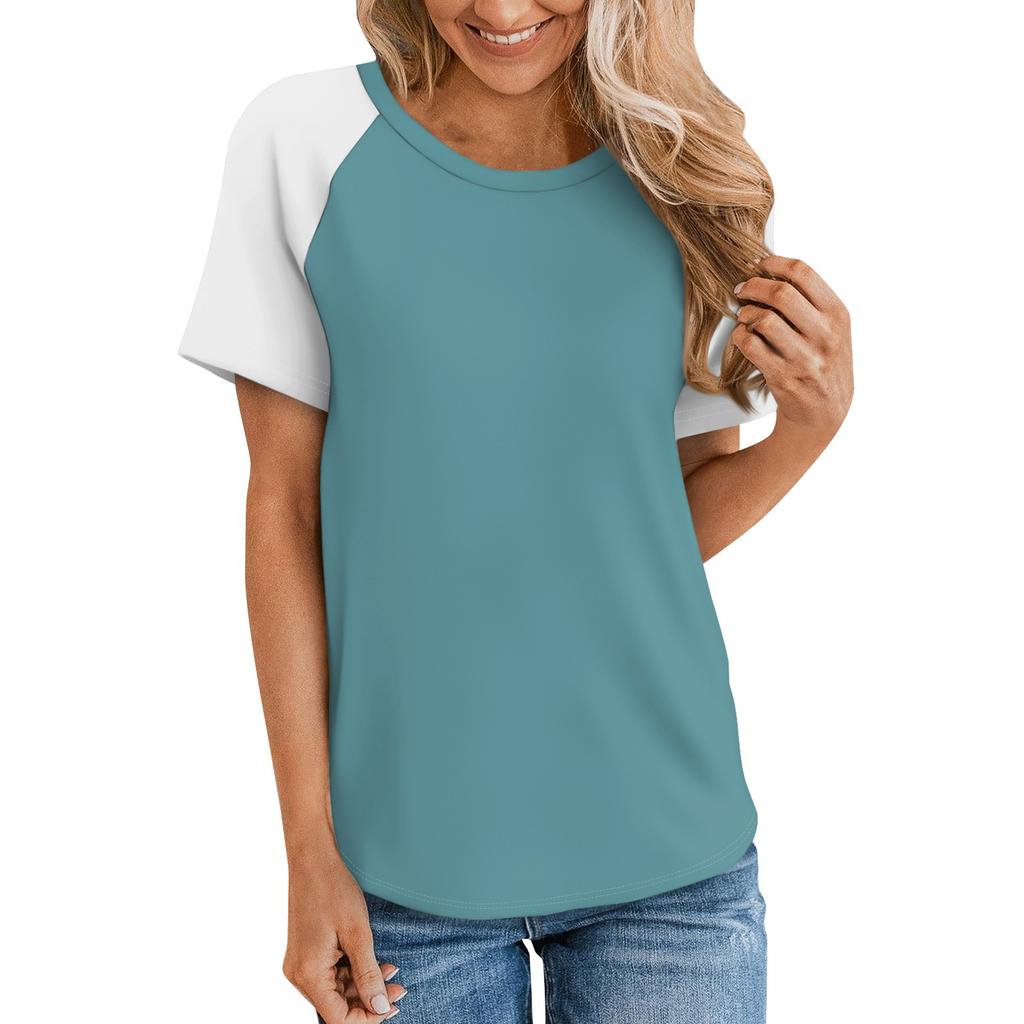 Women's  Short Sleeve T Shirts Round Neck Cute Tunic Tops Basic Tees Blouses Loose Fit Pullover