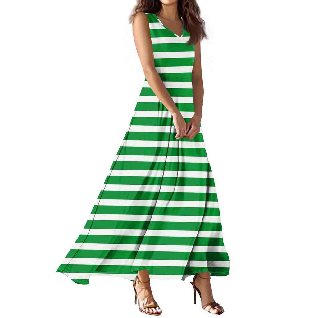 Женское летнее повседневное модное платье с принтом, платье без рукавов с V-образным вырезом