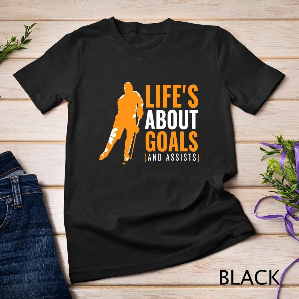 Life's About Goals Ice Hockey Shirt for Boys Ice Hockey T-Shirt Unisex T-shirt