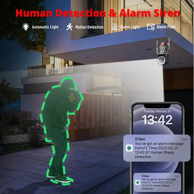 Wifi PTZ камера видеонаблюдения 4K 12MP наружная три объектива 50-кратный зум беспроводная CCTV камера безопасности цветная камера ночного видения ICSEE IP Cam