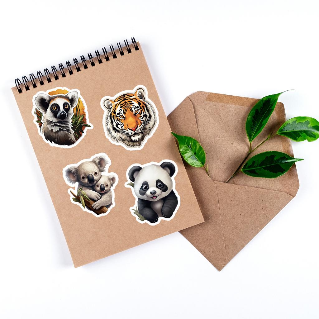 50 Woodland Animal Series Graffiti Stickers DIY Cute Stationery Stickers Water Cup Computer Decoration Stickers