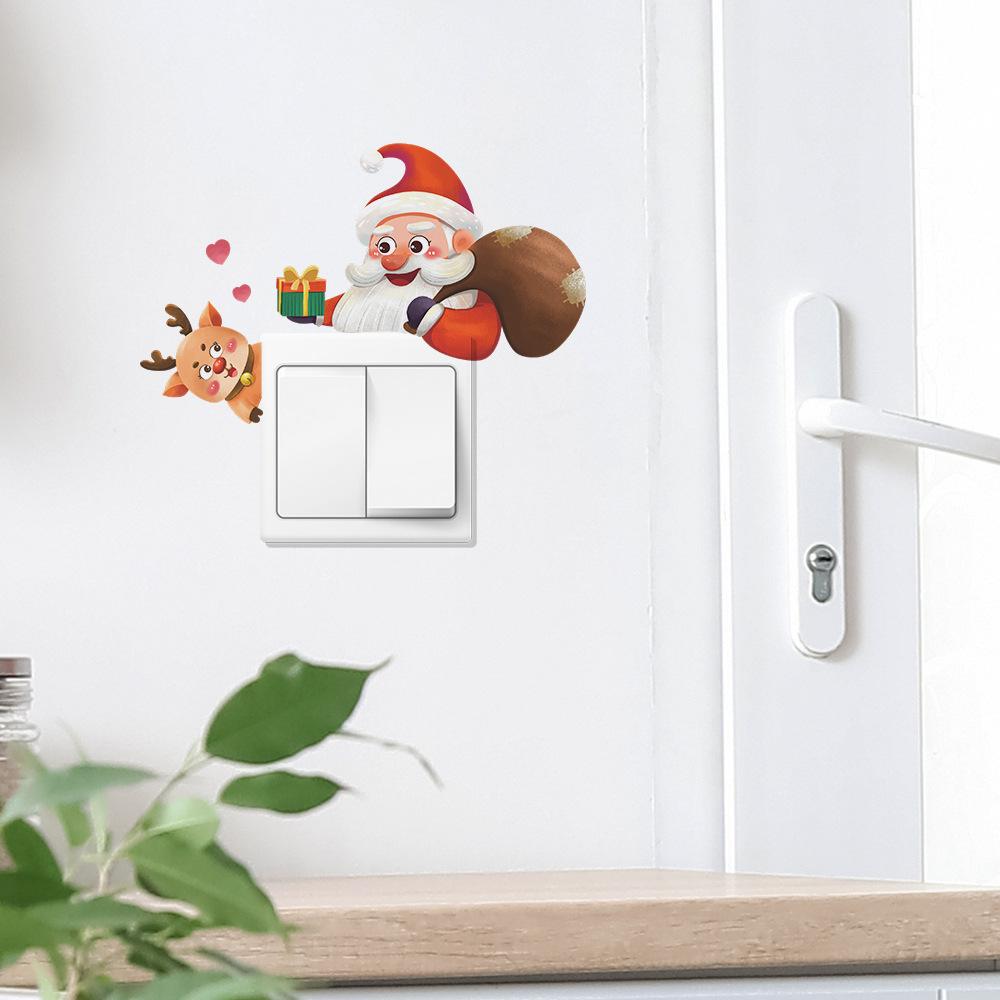 Fun-kg91 Santa Fawn Living Room Entrance Home Beautification Switch Wall Sticker