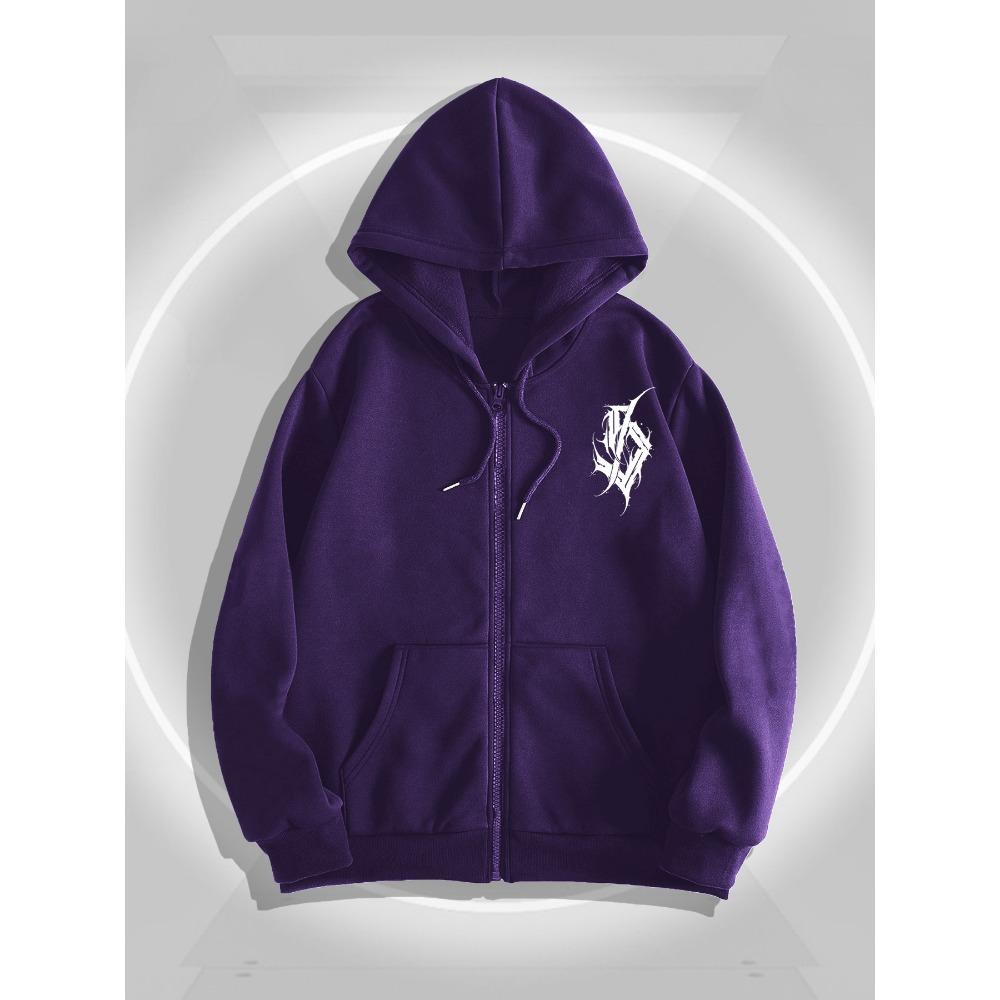 Мужская готическая ветровка с капюшоном и S-образным принтом, повседневная полиэстеровая толстовка на молнии с капюшоном и геометрическим узором