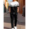 European & American Casual Sports Printed Two-piece Set: Short-sleeve Long Pants