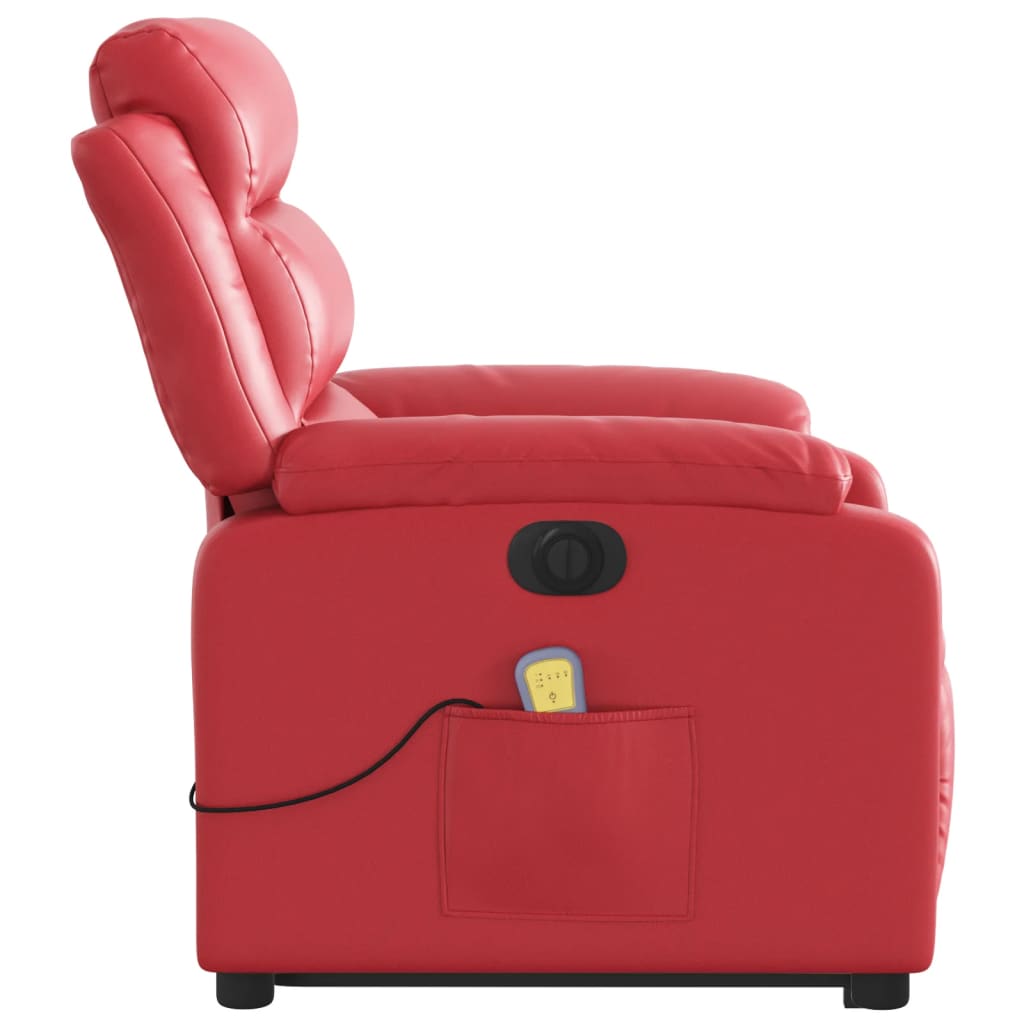 Recliner Chair with Lift Function Electric Red Faux Leather