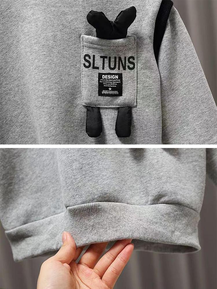 Детская толстовка с капюшоном и изображением игрушечного медведя для мальчиков и девочек, одежда с длинным рукавом, детская толстовка для детей 2-6 лет, осенняя одежда с капюшоном