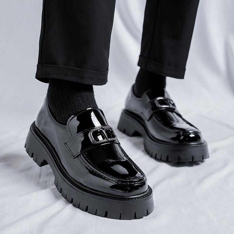 Мужская обувь, летняя, новая, британский стиль, деловая, повседневная, кожаная, на платформе, увеличивающая рост, одна педаль, обувь Doudou Tide 1061-R