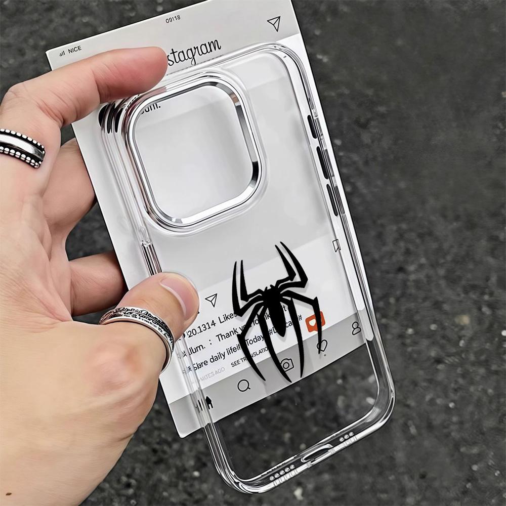 Spider Pattern Phone Case For Iphone 17 Pro Max Air 16 Pro Max 15 Pro 14 13 12 11 17E 16E Transparent Soft Protective Cover