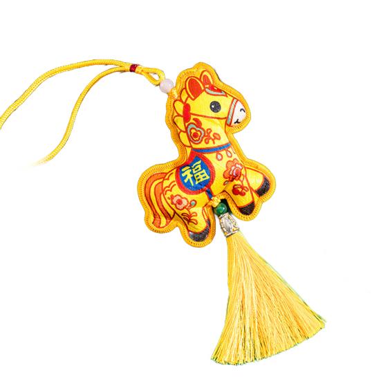 2026 Chinese New Year Horse Lucky Hanging Pendant Zodiac Animal Feng Shui Charm with Tassel/Bell for Spring Festival Wedding Party Car Tree Decor