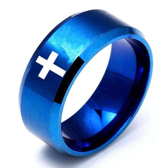 6mm 8mm Stainless Steel Cross Ring Christian Jesus Christ Lord Prayer For Men And Women