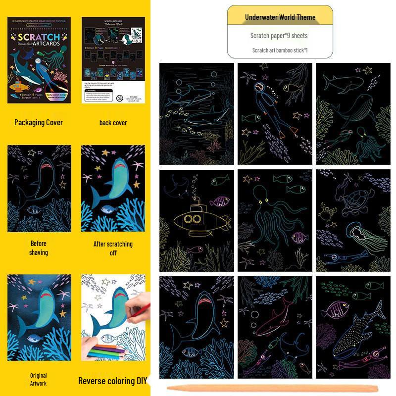 Children's Colorful DIY Scratch Art Book for Kindergarten Creativity