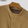 INCERUN Men Buttons Neck Long Sleeve Furry Casual Solid Loose T-shirts Tops