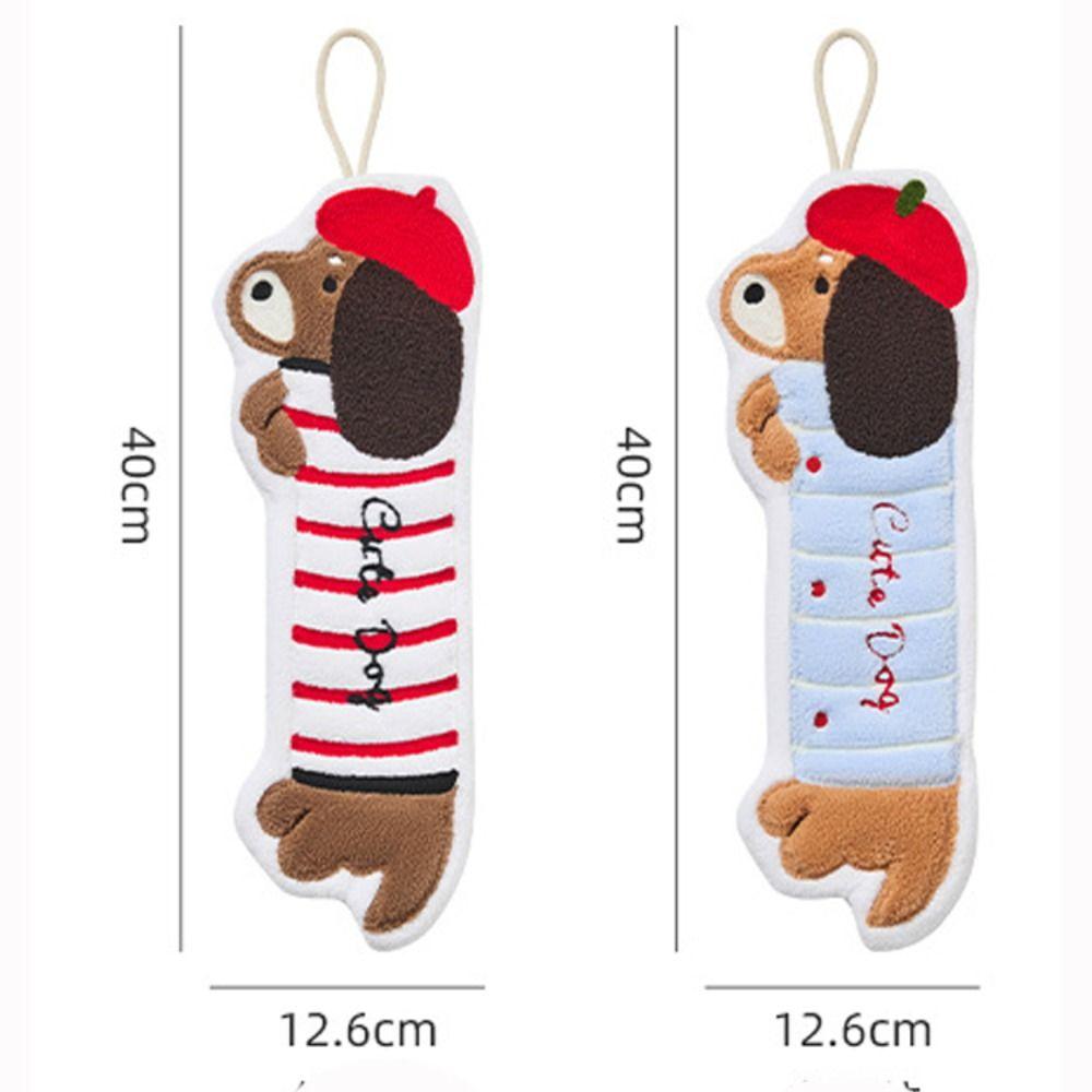 Hanging Dachshund Shaped Hand Towel Quick Drying Dishcloths Cute Cleaning Towel  Bathroom