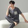 Мужские новые весенние и летние тонкие брюки с короткими рукавами, пижамы для отдыха, домашний костюм большого размера