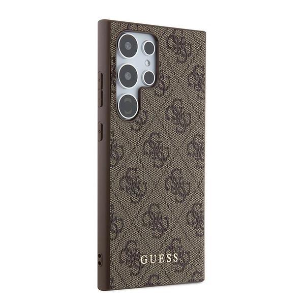 Guess 4G Metal Gold Logo Case For Samsung Galaxy S24 Ultra - Brown