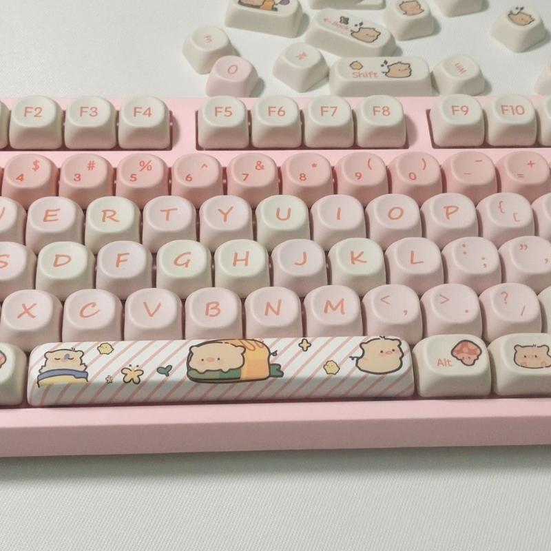 Колпачки для клавиш 118Keys Pink Pig из PBT-пластика с сублимационной печатью и профилем MOA для переключателей, подходят для клавиатур 61/64/68/87/96/104/108 дюймов.