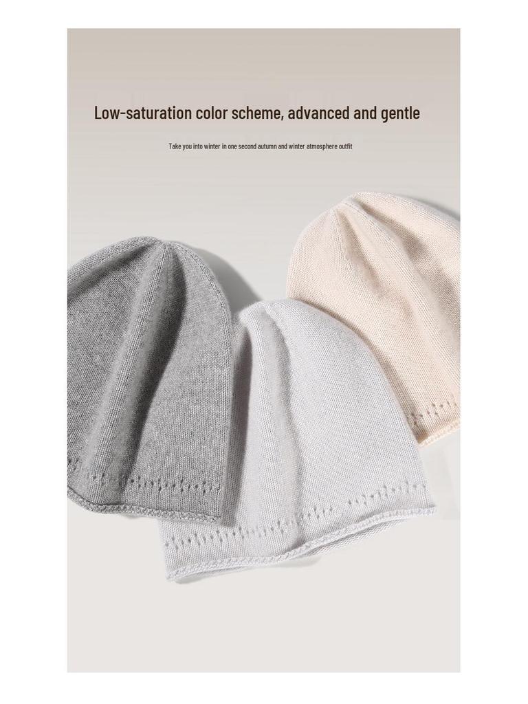 Женская вязаная шапка-бини из чистого кашемира - Универсальная шапка-носок для осени и зимы