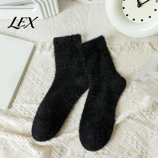 Cozy Plush Thermal Hosiery Thickened Imitation Mink Velvet Socks for Women, Soft Socks, Winter Warm Solid Color Home Indoor Living Room Bedroom