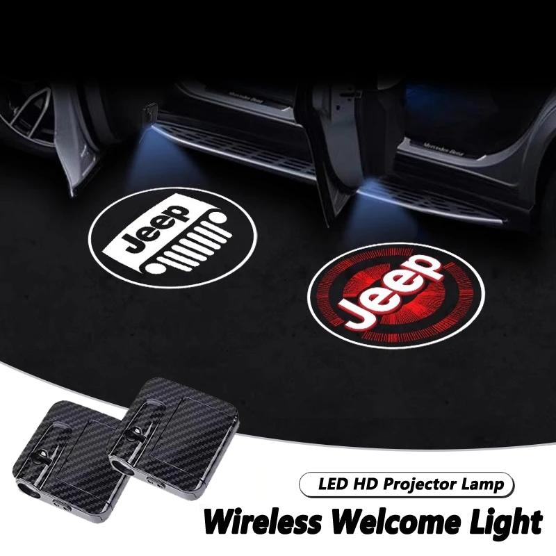 2Pcs LED Car Door Projector Logo High Definition Welcome Light For Jeep Wrangler Rubicon Renegade Compass Grand Cherokee Patriot ALS1