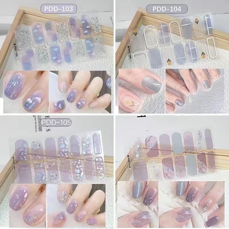 Press On Nail Stickers 1 Sheet Long Lasting Floral Pattern Self Adhesive Fake Nails for Gift Giving