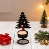 Metal Christmas Tree Candlestick Small Tree Shaped Candle Holder Holiday Tabletop Centerpiece for Home Shelf Fireplace Decor