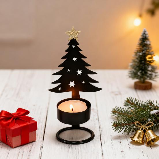 Металлический подсвечник в виде рождественской елки, маленький подсвечник в форме дерева, праздничный настольный центральный элемент для украшения дома, полки, камина