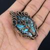 Tibetan Turquoise Pendant, 999 Copper Wire Wrapped Gemstone Jewelry, Handmade Pendant, For Thanksgiving