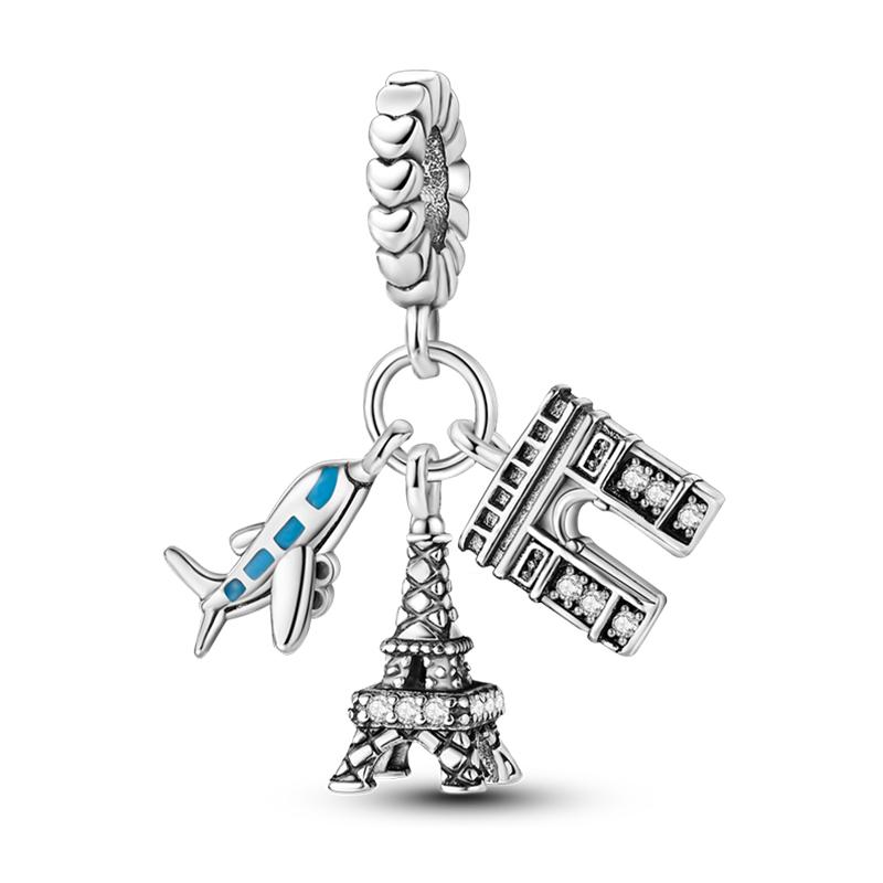 Copper Eiffel Tower Triumphal Arch Famous Architectural Charms Beads Fit Pan Original Bracelets Diy Fine Jewelry