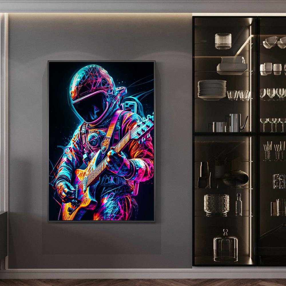 Астронавт красочные каракули музыкальный персонаж уличное искусство печать плакатов современный дом холст живопись гостиная спальня фотографии настенное украшение