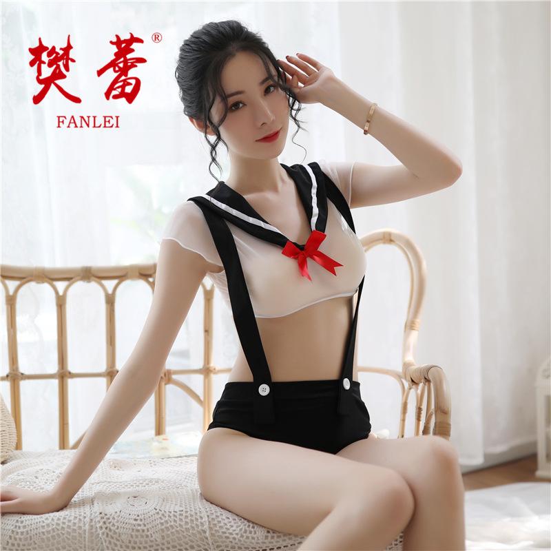 Sexy lingerie passion teasing open crotch free overalls sexy, sailor uniform suit pajamas