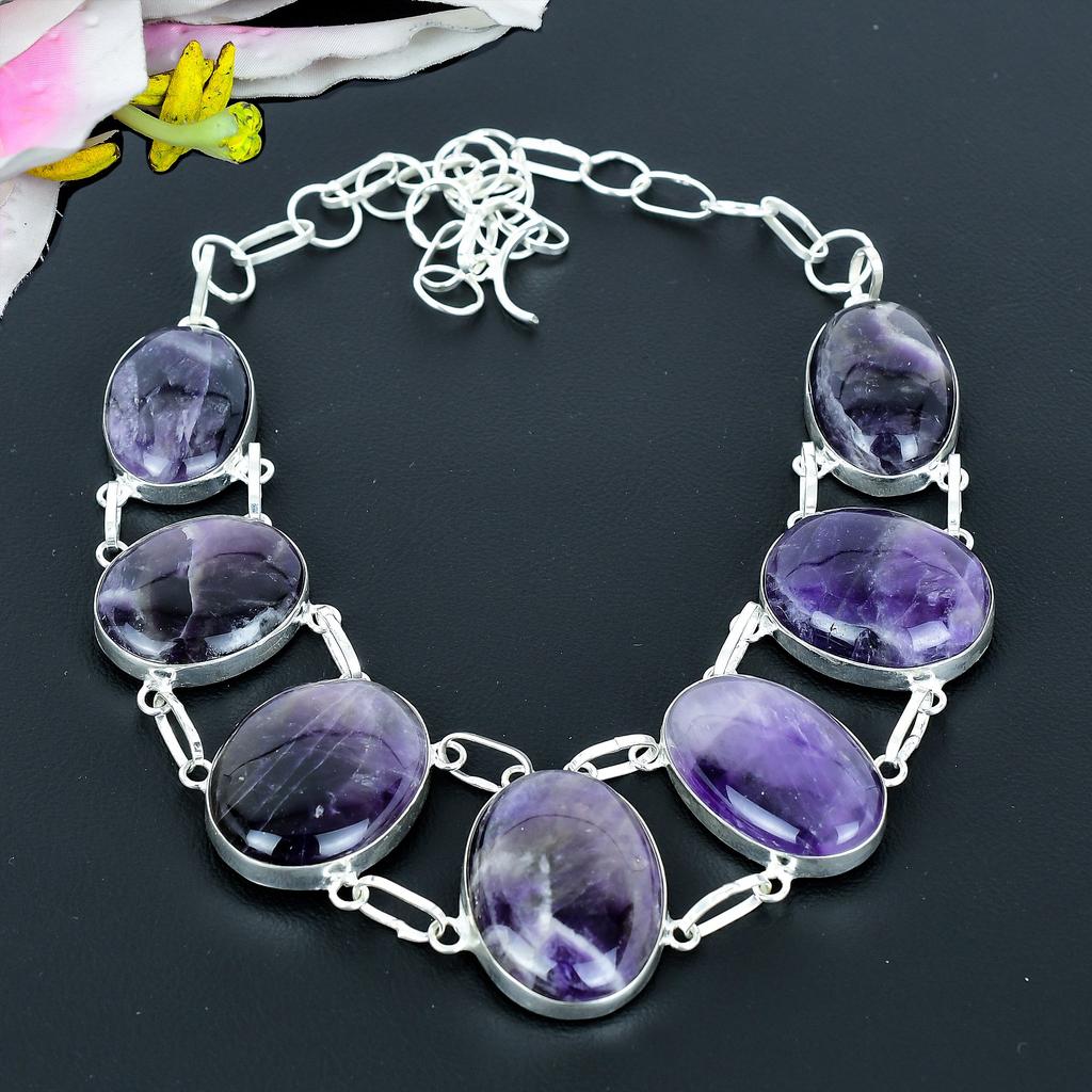 Sage Amethyst Gemstone Handmade 925 Sterling Silver Jewelry Necklace 18" KG-1964