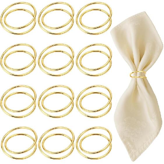 Napkin Rings Gold Napkin Rings Set of 12 Pcs Napkins Holder Buckles Metal Spiral Napkins Rings Stainless Steel Napkins Ring for Kitchen Family Dinner