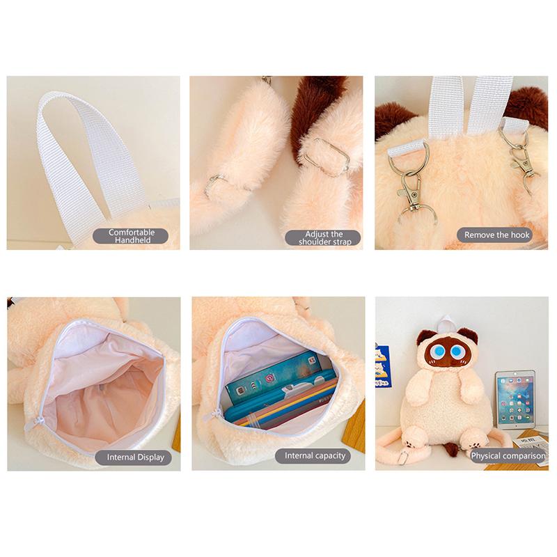 Кавайный плюшевый рюкзак в виде кошки, милый рюкзак большой вместимости с мягкими игрушками, мультяшный плюшевый рюкзак с кошкой, подарки на день рождения для детей