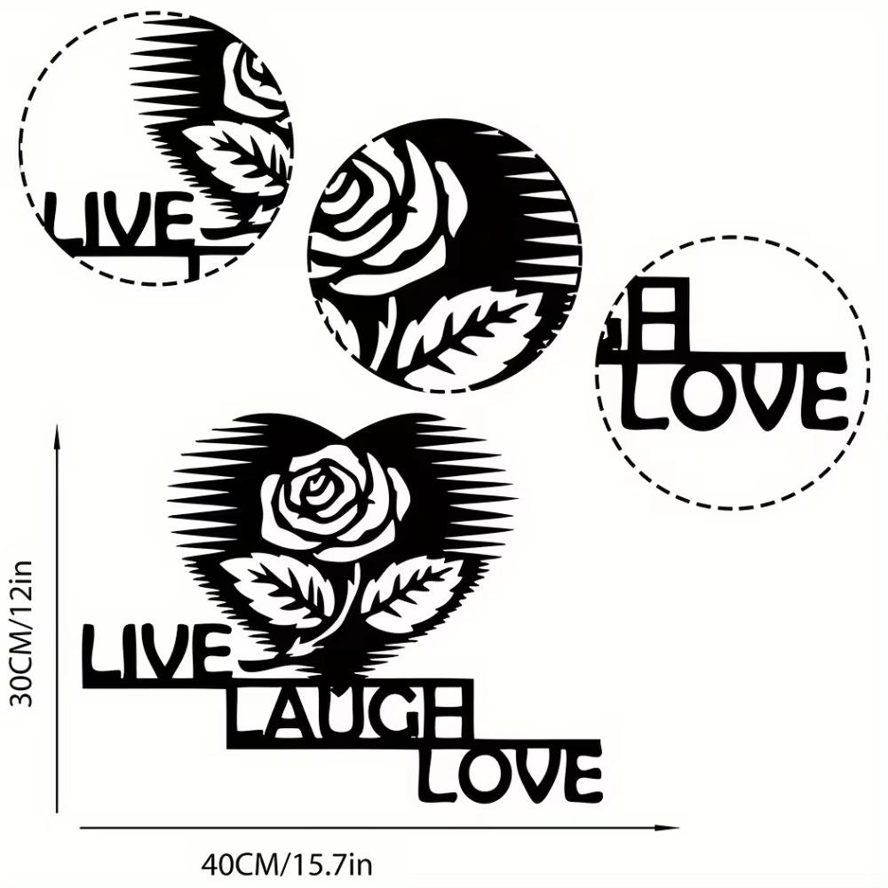 1pc Flower Live Laugh Love Sign Metal Wall Art, Home Decor Ornament, Stylish Wall Hanging, Ideal Housewarming Gift