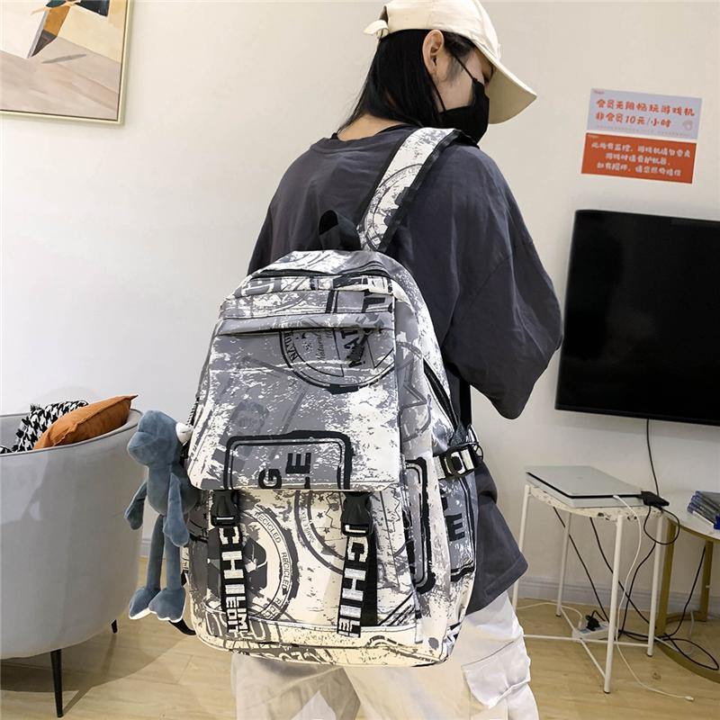 Модная школьная сумка Мужская Женская Рюкзак с граффити Большой вместимости Студенческий рюкзак AVE