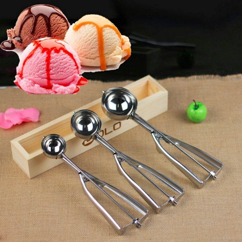 Sale Kitchen Accessories Stainless Steel Spring Handle Mash Potato Scoop Food Grade Ice Cream Spoon