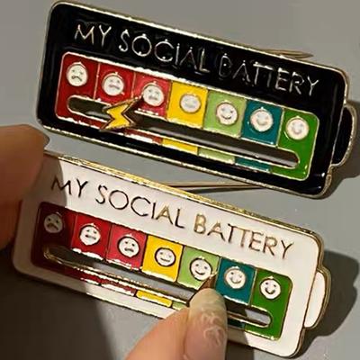 Интерактивные броши My Social Battery, булавка для настроения, креативная скользящая по настроению художественная эмалированная брошь, сумка для булавок