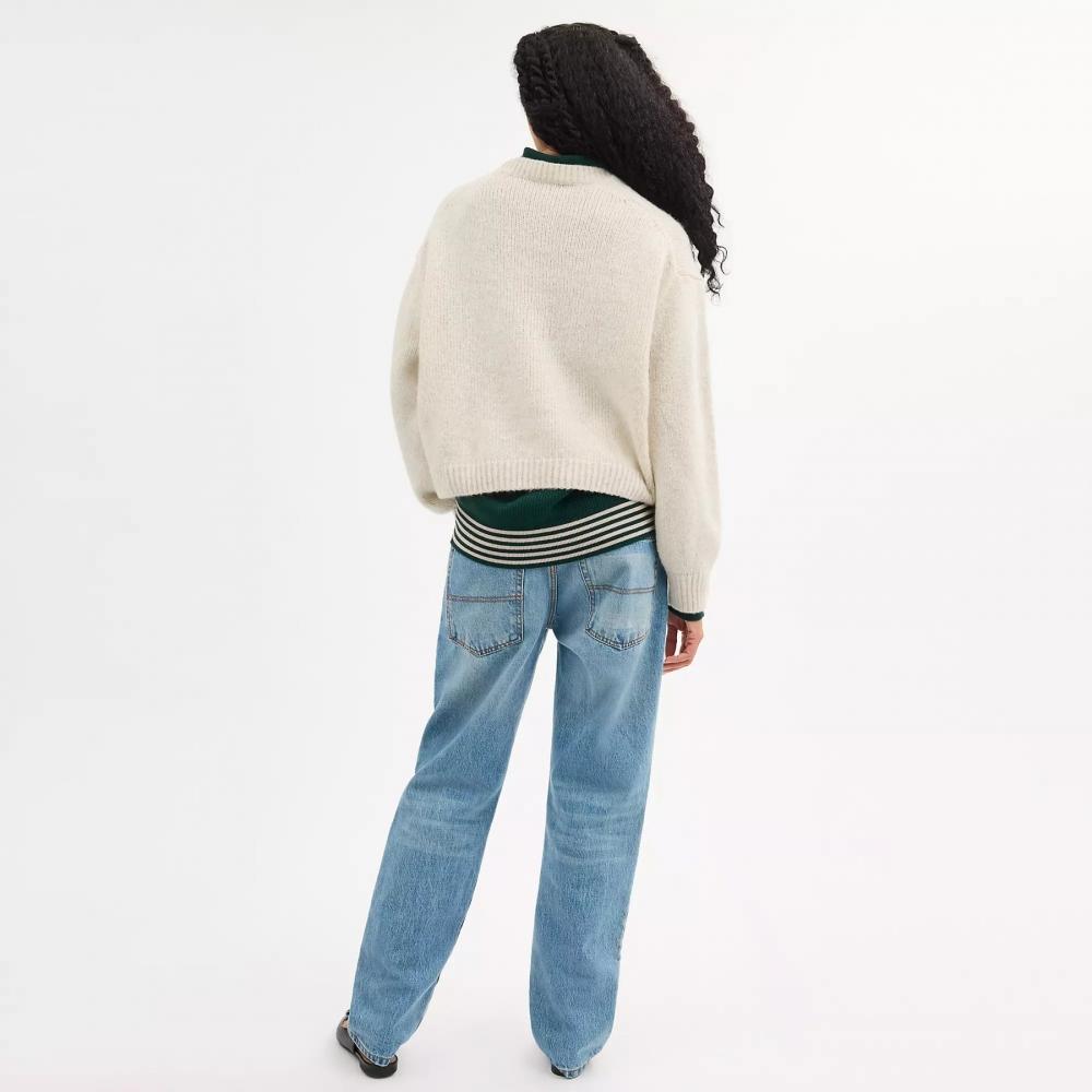 Coach Свитер с круглым вырезом Signature цвета слоновой кости