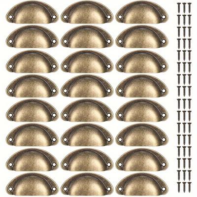 24 шт. антикварных латунных ручек для ящиков, антикварных латунных ручек для шкафов, винтажных ручек для чашек, для шкафов, гардеробов, мебельных ручек для комода, с винтами