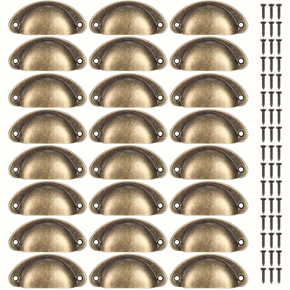 24 шт. антикварных латунных ручек для ящиков, антикварных латунных ручек для шкафов, винтажных ручек для чашек, для шкафов, гардеробов, мебельных ручек для комода, с винтами