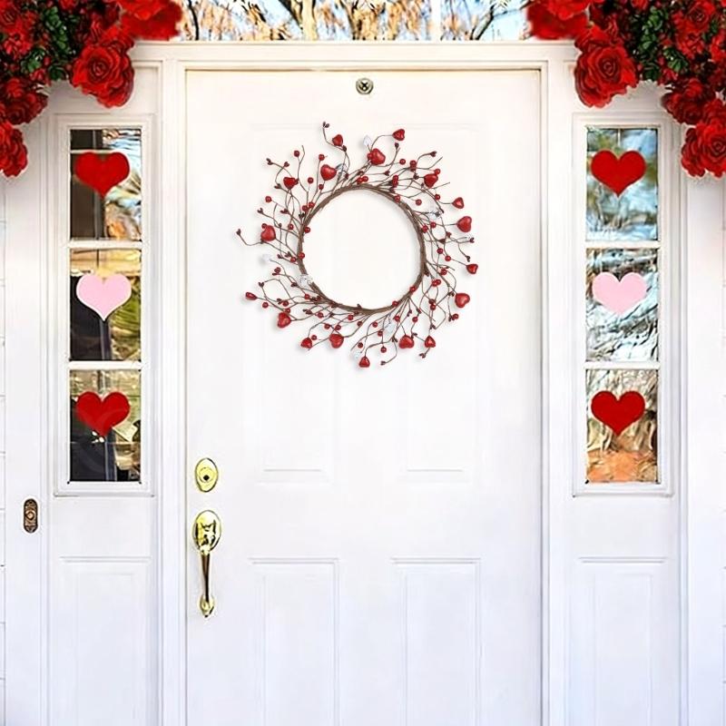 Artificial Heart Berries Wreath For Valentines's Day Decoration Decorative Garland Wedding Window Table Centerpieces