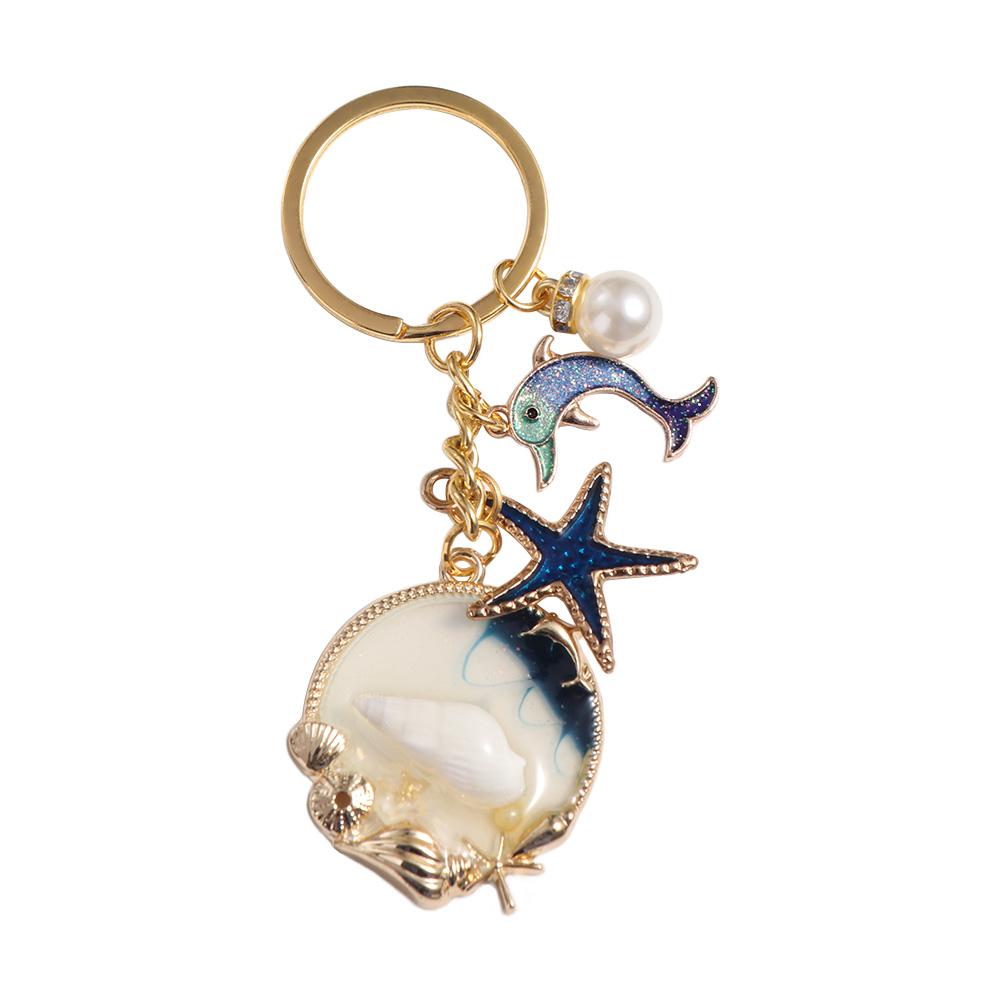Брелок с жемчугом и дельфином, модные подвески на морском пляже, новый брелок с ракушкой и звездой унисекс