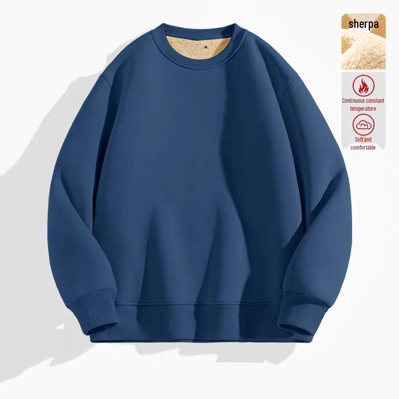 Unisex Lambswool Fleece-Lined Hoodie - Round Neck, Plus Size, 2024 Autumn/Winter Collection, Cozy and Thickened.