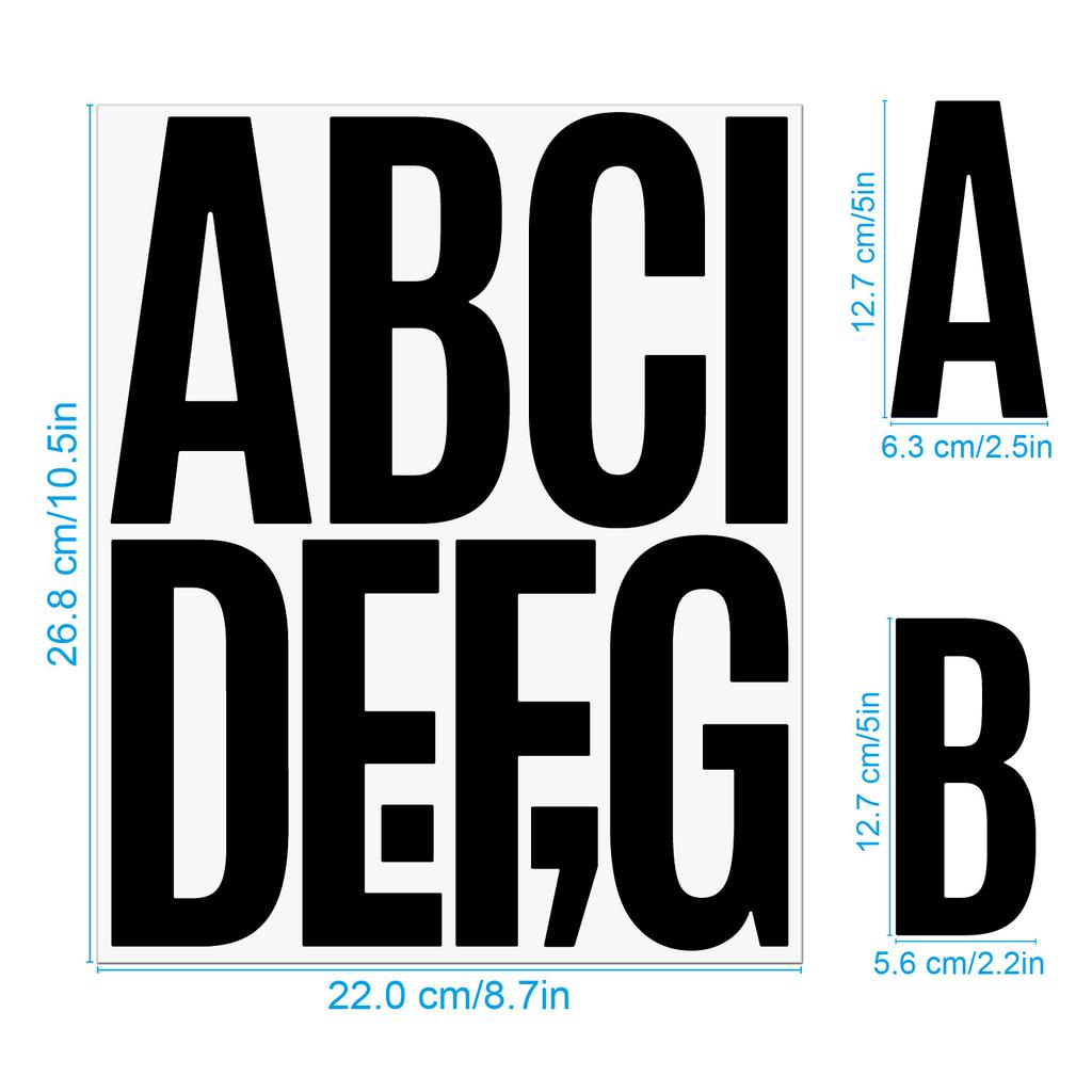 5 Inch Self Adhesive Vinyl Letters and Numbers Large Size for Family Birthday Party Decor Car Mailbox Wall Stickers